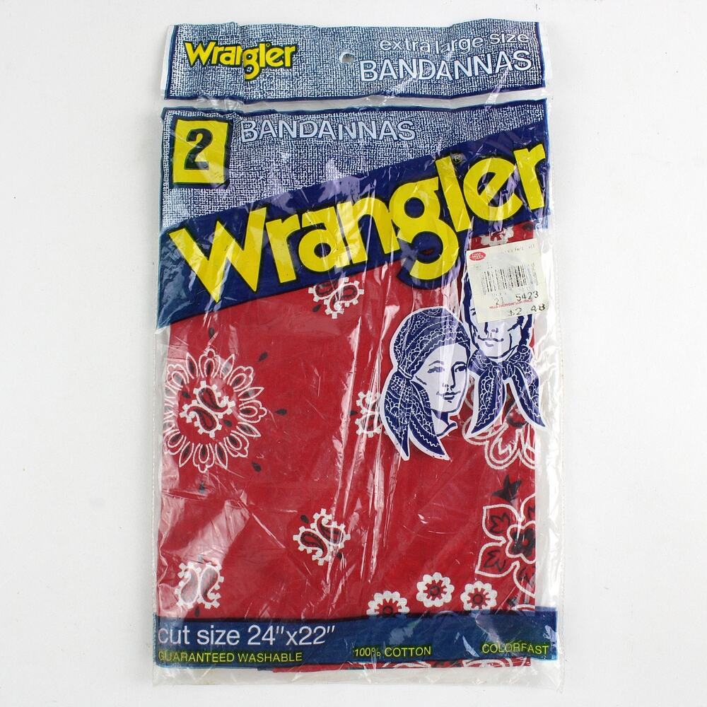 VTG 70s Wrangler Bandana 2 Pack Made in USA Red Brooklyn Handkerchief Co NIP